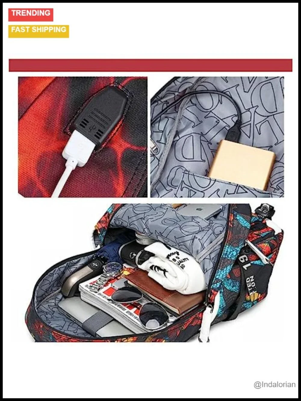 Polyester Backpack with USB Port, 15.6